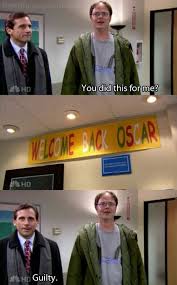 You Did This For Me The Office Michael Always Gets Himself In Those Awkward Situations Lol Dwight S Face The Office Show Office Jokes Office Memes