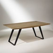 Table Plateau Chene Massif Pieds Metal 8 A 10 Couverts Hector Table Salle A Manger Plateau Chene Massif Fauteuil De Table