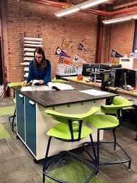 the ruckus collection from ki not only includes innovative seating but also storage and work table options design studio office chair design school furniture