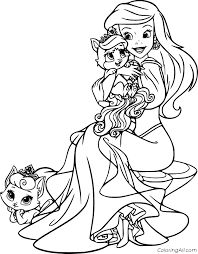 Hundreds of free spring coloring pages that will keep children busy for hours. Ariel And Two Cute Kittens Coloring Page Coloringall
