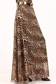 Aysima Leopar Desen Sifon Etek Kahve 5741 Moda Stilleri Uzun Etek Etek