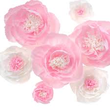 You can, of course, also cut some flowers out by hand. Large Crepe Paper Flowershandcrafted Flowersfor Shop Window Display Baby Nursery Home Decor Baby Showers Birthday Wedding Backdropnursery Wall Decors Pink And White Set Of 7 Artificial Flowers Amazon Com Au
