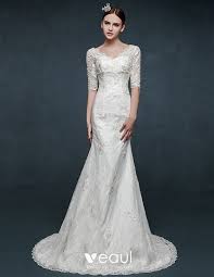 Maybe you would like to learn more about one of these? 2015 V Neck Long Sleeved Slim Thin Lace Fishtail Wedding Dress