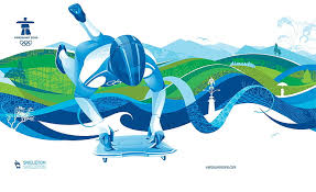 Projet d'identité visuelle pour les jeux olympiques de paris 2024. Hd Wallpaper Skeleton Sport Blue And Green Winter Olympics Digital Wallpaper Wallpaper Flare