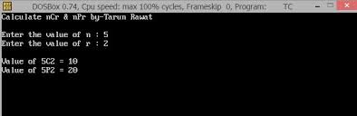 C Programming Calculate Npr Ncr