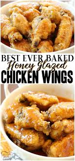 Honey Glazed Chicken Wings Are Baked Then Smothered With A Delicious Sweet Honey Glaze Si Chicken Wing Recipes Baked Honey Baked Chicken Honey Glazed Chicken