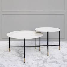 Black round nesting coffee table. Rococo White Marble Nesting Coffee Tables Round Finn Avenue
