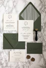 Green And Vellum Wedding Invitation With Monogram Cz Invitations Green Wedding Invitations Simple Wedding Invitations Monogram Wedding Invitations