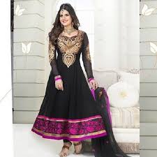 Black And Pink Suit Combination Ufff Ultimate Combination Of Black Dark Pink Ivory Embroidery On Neck Chest Solder Adds Beauty To The S Indian Outfits Anarkali Dress Anarkali Suits