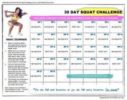 30 Day Squat Challenge Printable Chart 30 Day Squat