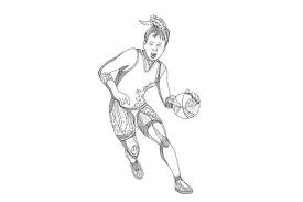 Female Basketball Player Doodle Art Doodle Art Art Retro Illustration