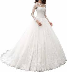 Ball gown/duchess satin wedding dresses. Amazon Com Owman New Women S Long Sleeves Scoop Lace Ball Gown Wedding Dress Bridal Gowns Clothing