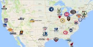 You can measure distance between two teams on a map. Map Of National Basketball Association Nba Teams Nba Basketball Teams Nba Basketball Leagues