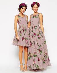 Asos Wedding Lilac Floral Skater Mini Dress At Asos Com Floral Bridesmaid Dresses Bridesmaid Dresses Bridesmaids Dress Inspiration