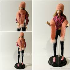 Knitting pattern for 11 1/2 doll (barbie): Set Of Beanie And Scarf For Barbie Kupit Na Yarmarke Masterov Io5edcom Odezhda Dlya Kukol Vladivostok