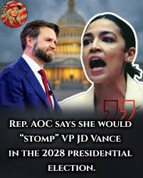 A poll released Tuesday shows Rep. Alexandria Ocasio-Cortez pulling ahead  of Vice President JD Vance for the first time in a hypothetical 2028  presidential matchup. The Argument/Verasight survey has AOC leading Vance