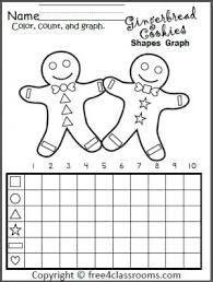 Gingerbread Cookies Shape Graph Christmas Kindergarten Graphing Worksheets Kindergarten Math Worksheets