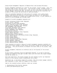Assistant project manager job description template. Using Project Management Templates To Reduce Effort And Increase Efficiency Jasmine Max Academia Edu