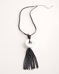 Black And White Necklace Black And White Tassel Pendant Necklace Black White Pendants Pendant Design Jewelry Show