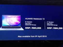 Kami menyediakan daftar harga komputer terlengkap di lazada.co.id. Huawei Matebook 13 Kini Rasmi Di Malaysia Dan Tersedia Pada 6 April Harga Jualan Bermula Dari Rm3999 Ering