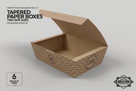 Paper Tapered Takeout Boxes Mockup Food Box Packaging Box Mockup Free Packaging Mockup