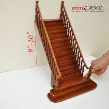 Quality Wide Baroque Staircase 9 10 1 12 Scale Miniature Wooden Dollhouse Stair Wn With Railing Wooden Dollhouse Doll House Miniatures