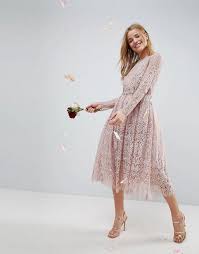 Asos Design Asos Design Lace Long Sleeve Midi Prom Dress Prom Dresses Long Sleeve Lace Dresses