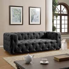 Amazon Com Large Tufted Linen Fabric Chesterfield Sofa Classic Living Room Couch Dark Grey Kitchen Am Classic Living Room Tufted Sofa Couches Living Room