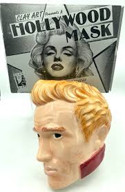 VTG 1988 James Dean Wall Art Clay Mask Decorative Head 9" with Original BOX 
