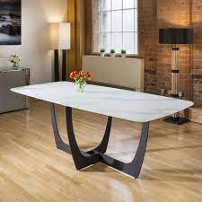 Find marble dining tables in all shapes from rectangular, square or even a round marble dining table. Modern Large 10 Seater White Glass Marble Effect Dining Table 2 2 X 1m Ebay