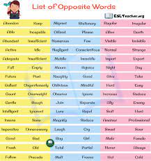 Useful List Of 50 Common Opposite Words You Should Know Esl Teachers Opposite Words English Opposite Words Words