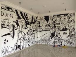 Jasa lukis dinding cafe terbaik 0818 988 154 sumber : Tampil Simpel Dengan Mural Hitam Putih Mural Medan
