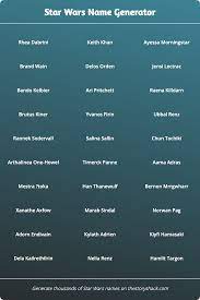 The idea of this ordering is to watch the original two star wars movies then, after the shock reveal instead, the name comes from rod hilton, author of blog nomachetejuggling.com, who sought to fix. Star Wars Name Generator 1000s Of Random Star Wars Names