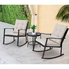 A patio set is essential when pulling together the look of the outdoor living space you plan on enjoying for many years and with many people. Overstock Com Online Shopping Bedding Furniture Electronics Jewelry Clothing More In 2021 Wicker Bistro Set Patio Bistro Set Outdoor Rocking Chairs
