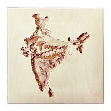 Wooden Wall Map Of India Carved Topographical Wooden Map Made With Birch Plywood And Wood Wax Wooden Map Carved Map India Map Wooden Map Wall Maps