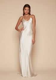 Olivia Von Halle Permiova Cream Silk Gown Jpg 607 866 Pixels Slip Wedding Dress Silk Slip Dress Minimalist Wedding Dresses
