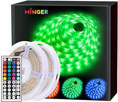 Amazon's choice for led bedroom lights. Amazon Com Minger Led Strip Lights Kit 32 8ft Rgb Color Changing Led Lights For Room Bedroom Home Kitchen Cabinet Party Decoration With Ir Remote 5050 Leds Diy Mode Non Waterproof 2 Rolls Of 16 4ft