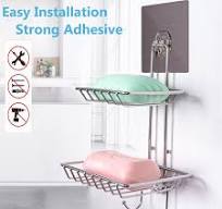 2 Tier Soap Dish with Hooks,Stainless Steel Bar Soap Holder for Shower  Wall,Wall Mounted Soap Sponge Holder for Shower Caddy Bathroom  Kitchen,Powerful ...