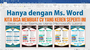 Hanya Dengan Word Kita Bisa Membuat Cv Yang Keren Cantik Dan Menarik Di 2020 Desain Cv Microsoft Youtube