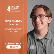 🧡 Support Nick's Heart Transplant Journey! 🧡 Nick Chaney, Class of 2024  graduate from Cathedral City High School, recently underwent a heart  transplant and is