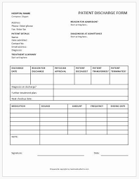 Hospital Release Form Template Beautiful Patient Discharge Form Template Ms Word Ms Word Spreadsheet Template Book Report Templates