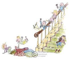 While slivers would hurt like heck, i could easily enough stop sliding and hop onto the stairs with only superficial injuries. Sir Quentin Blake Sliding Down The Banister