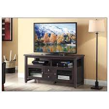 Best Buy Whalen Furniture Tv Stand For Most Flat Panel Tvs Up To 60 Chocolate Avcec54 At Wood Glass Door Flat Panel Tv Tv Stand Wood