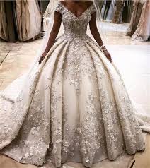Luxury Ball Gown Lace Wedding Dress Appliques V Neck Cap Sleeve Bead Bridal Gown Ebay Wedding Dresses Lace Ballgown Bridal Dresses Ball Gowns Wedding