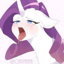 1904096 - suggestive, artist:oniiyanna, derpibooru import, rarity, pony,  unicorn, ahegao, blushing, female, floppy ears, mare, open mouth, solo,  tongue out - Twibooru