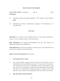 There are two parties involved in a deed of assignment: Trust Deed For Shares Trust Law Trustee