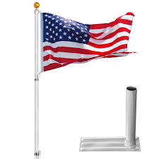 Wevalor 20ft sectional flag pole kit, extra thick heavy duty aluminum outdoor in ground flagpole with free 3x5 polyester american flag and golden ball, for residential or commercial, silver. 30ft 25ft 20ft Flag Pole Aluminum Telescopic Flagpole Kit Gold Ball Us Shipping Yard Garden Outdoor Living Garden Decor
