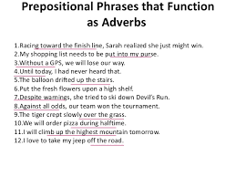 Function of prepositional phrases examples. Adjective Prepositional Phrase Examples