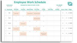 Eccommerce Printable Work Schedule