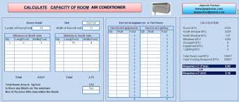 Room Air Conditioning Size Calculator Excel Sheet Room Air Conditioning Room Air Conditioner Cold Room